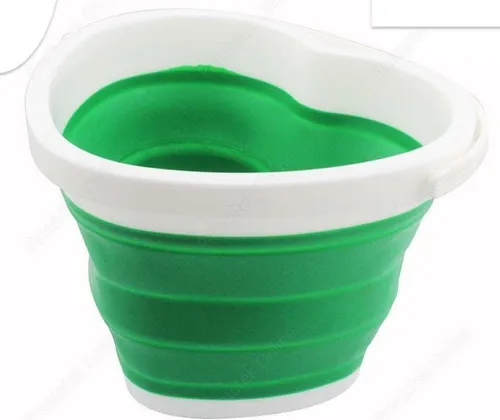 Silikoneimer Falteimer Faltbarer Silikon Eimer 5L Zusammenlegbar Camping Herz Grün
