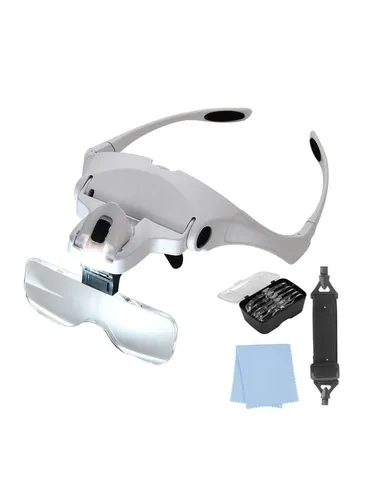 Velamp LE035 LED-Brille mit Lupe - Lupenbrille mit 5 Dioptrien, ideal für Uhrmacher und Nageldesign, bietet freihändiges Arbeiten und leistungsstarkes LED-Licht für präzise Detailansicht.