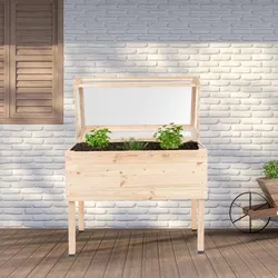 Haushalt International 62914 Hochbeet Pflanzkasten - Hochbeet aus unbehandeltem Kiefernholz, ideal für nachhaltigen Anbau mit angenehmer Arbeitshöhe und durchdachtem Design - perfekt für Gartenliebhaber!