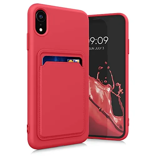 kwmobile Handyhülle für Apple iPhone XR Hülle mit Kartenfach - TPU Case - Kabelloses Laden - Schutzhülle Cover in Rot