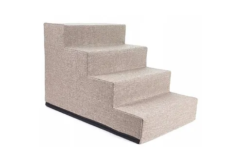 QLS Haustiertreppe 4 Stufen, Hundetreppe Katzentreppe Stoffbezug Aufstiegshilfe XL