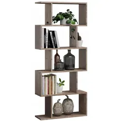 Matkam Möbel Bücheregal aus Eiche, 76.4x176 cm - Werkstatteinrichtung mit dynamischem Design, ideal als eleganter Raumtrenner und mit viel Stauraum für Bücher und Deko. Stabil und pflegeleicht für vielseitige Nutzung.