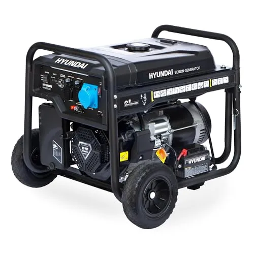 HYUNDAI Benzin Generator HY6500LEK - Stromaggregate mit 6.5kW max. Leistung, ideal für Baustellen oder Notstromversorgung, ausgestattet mit Handstart und E-Start für einfache Bedienung.