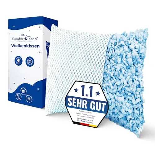 MKS Kopfkissen 80x80 – Ergonomisches Wolkenkissen für Entspannung – Weiches Kissen für Rücken-, Seiten- & Bauchschläfer – Memory Foam Kissen 80x80 mit kühlendem Gel für besseren Schlaf - Schlafkissen