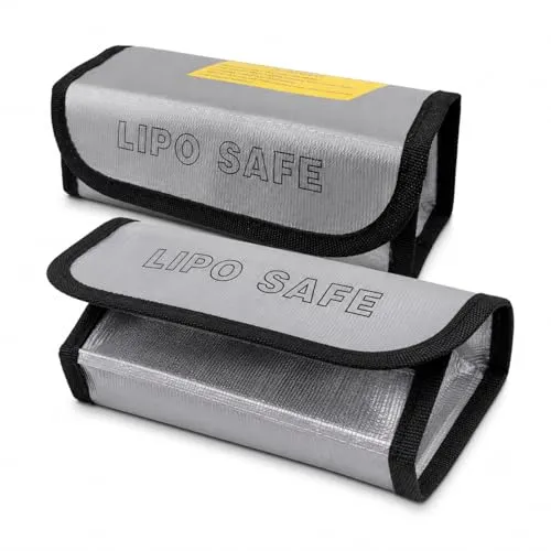 Lobaake 2 Stück Lipo Safe Bag Akku Schutztasche Feuerfest 18,5x7,5x6cm | Feuerfeste Stoffe; Laden, Lagern; RC, Drohne, Modellbau; 2 Taschen, Klett,Brandschutz