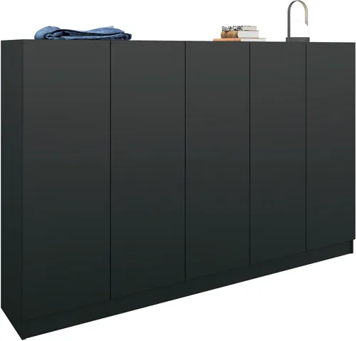 Schuhschrank BORCHARDT MÖBEL, schwarz matt, 190cm - Schuhschrank in elegantem schwarz matt, bietet Platz für bis zu 42 Paar Schuhe, ideal für Ordnung und Stil im Flur.