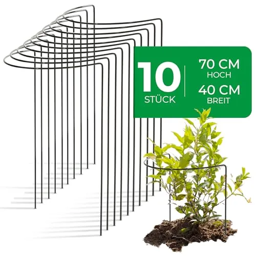 Novatool 10 Strauchstütze Metall halbrund 40 cm - Rankgitter für Pflanzen, stabil und wetterfest, ideal als Unterstützung für schwere Blüten wie Rosen und Pfingstrosen.
