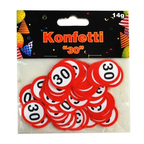 KONFETTI VERKEHRSSCHILD MIT ZAHL 30 DEKORATION PARTY GEBURTSTAG 100g/0,92€