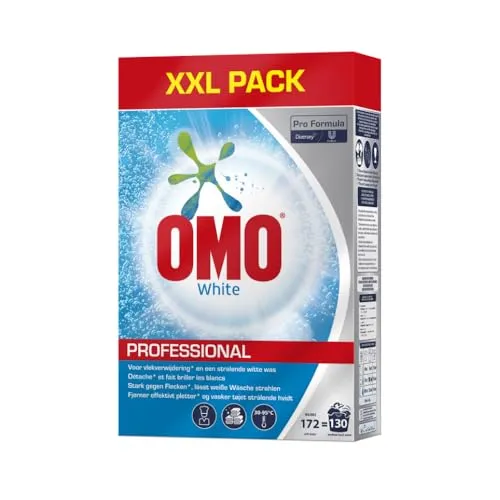 OMO Professional White Vollwaschmittel - 8,4kg für 130 Anwendungen - Waschmittel für strahlend weiße Wäsche, ideal für Gewerbe und große Haushalte