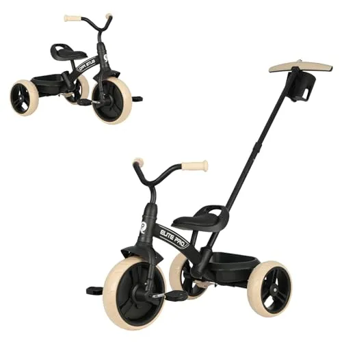 Kleinkind-Dreiräder für 2 bis 6 Jahre, 2-in-1-Kinder-Trikes-Fahrrad mit Schiebegriffen, verstellbar & abnehmbar, Schiebefahrrad mit Spielzeug-Aufbewahrungskorb für Jungen & Mädchen, Dreirad, Geschenk