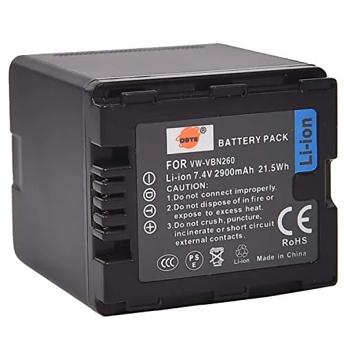 VBN260 DSTE Ersatz Batterie Akku Kompatibel für VW-VBN260 VW-VBN130 und Panasonic HC-X800, HC-X900, HC-X900M, HC-X910, HC-X920, HC-X920M, HDC-HS900, HDC-SD800, HDC-SD900, HDC-TM900