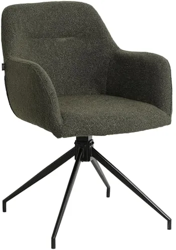 CLP Esszimmerstuhl Merlinda - Drehbar & Komfortabel in Dunkelgrün - Esszimmerstuhl mit 180° Swivel-Funktion und weicher Teddy-Polsterung. Ergonomisches Design mit robustem Metallgestell – ideal für stilvolle Wohn- und Essbereiche.