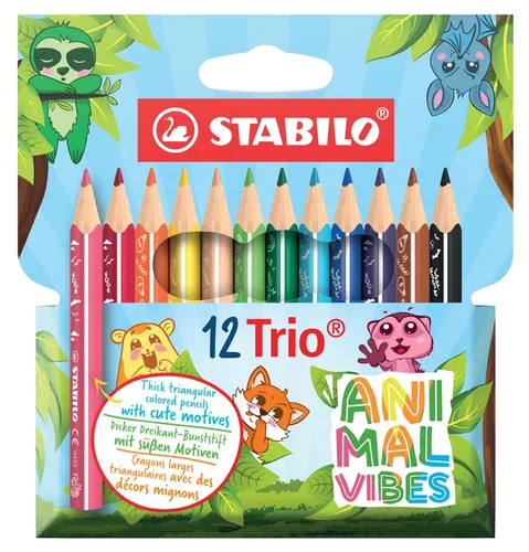 STABILO Dreikant-Buntstifte Trio dick Animal Vibes 12er Etui