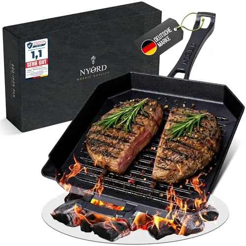 NYORD Gusseisenpfanne mit Grillrillen – Testsieger für perfekte Grillresultate