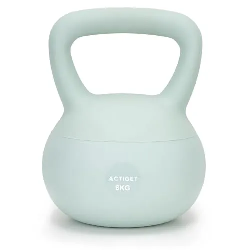Kettlebell 6 kg Soft PVC Türkis Pantone 573C Ergonomischer Griff Für Home Workout Krafttraining Fitness Funktionelles Training Fortgeschrittene Reha Stabilität Actiget
