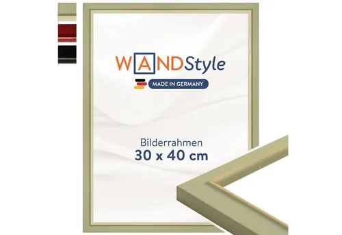 WANDStyle Bilderrahmen 30x40 Hellgrün - Wand- & Tischbilderrahmen im Landhausstil aus hochwertigem Holz, ideal für Bilder und Poster im Format 30x40 cm. Made in Germany, einfach im Hoch- und Querformat aufzuhängen.