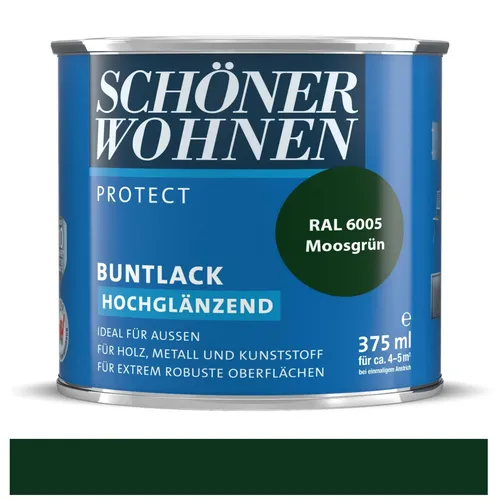 Schöner Wohnen Protect Buntlack Moosgrün (RAL 6005) hochglänzend 375ml   13€/L