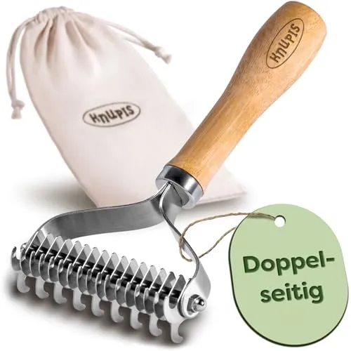 Knupis Hundebürste - Effektives Entfernen von Unterwolle - Nachhaltiges FSC®-Holz - Weiche Pflege - Doppelseitige Fellbürste - Hunde & Katzen Bürste