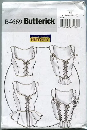 Butterick Patterns B4669 Size EE 14-16-18-20 Misses Corset, Pack of 1, White