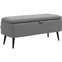 HOMCOM Sitzbank mit Stauraum - Polsterbank in Leinenoptik - Sitzbänke & -truhen: Elegante Sitzbank mit verstecktem Stauraum und stabilen Stahlbeinen, ideal für Wohnzimmer, Schlafzimmer oder Flur.