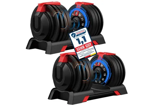 DH FitLife Verstellbare Hanteln 3-24 KG - Hantelset mit 12 Gewichtsstufen für individuelles Krafttraining. Schnelle Gewichtsanpassung in Sekunden, ideal für Anfänger und Profis. Ergonomischer Griff und platzsparendes Design.