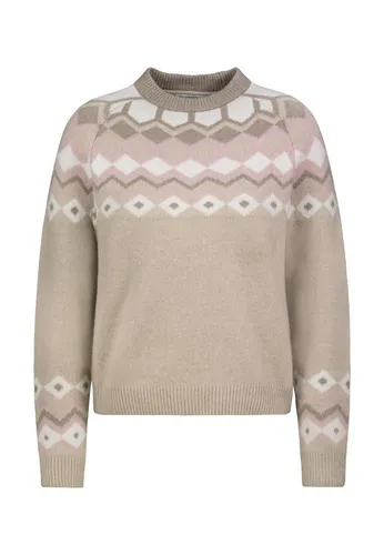 Eight2Nine Beige Pullover - Größe L - Stylischer Rundhals-Pullover mit Norweger-Muster und engmaschigem Strick. Ideal für lässige Outfits, bietet Komfort und einen modischen Look.