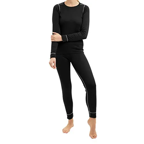 CFLEX Damen Ski- & Thermowäsche Set - warme Unterwäsche Langarm POLARDRY - Schwarz-Grau M, Etikette Gr: 40/42