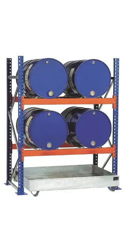 SCHULTE Lagertechnik Schwerlastregal für Fässer, 2000 x 1350 x 800 mm - Optimal für die sichere Lagerung von Flüssigkeiten in Fässern. Das robuste Grundregal bietet Platz für zwei 200 l Fässer liegend und sorgt für eine zuverlässige Aufbewahrung.