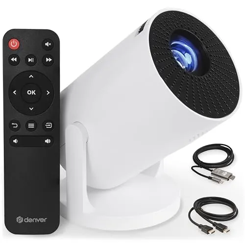 Denver PR-1500 LED Beamer mit 120 ANSI-Lumen - Der Denver PR-1500 Beamer bietet flexibles 720p-Entertainment für unterwegs. Genießen Sie klare Bilder mit einer Diagonale von bis zu 120 Zoll und einer langen Lebensdauer von 30.000 Stunden.