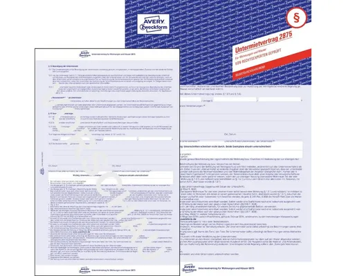 Avery Zweckform Formularblock Untermietvertrag A4 selbstdurchschreibend 2-seitig