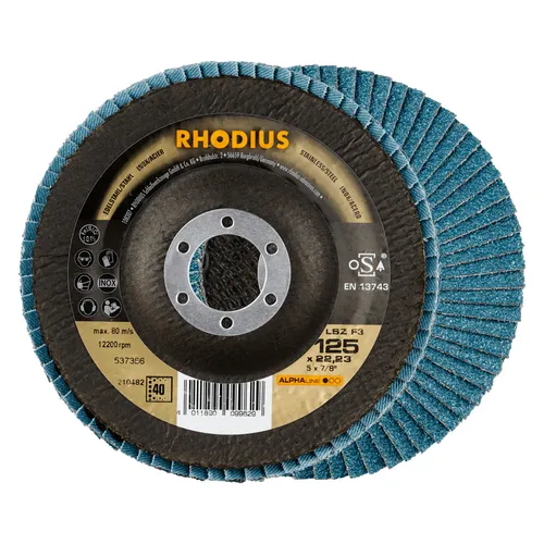 RHODIUS Fächerschleifscheibe Fächerscheibe LSZ F3 Ø 125 mm Korn 40 10 x