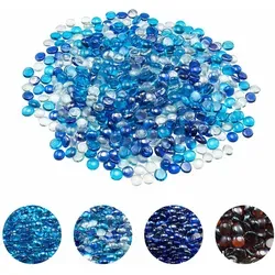 VEVOR Feuerglas, 4,5 kg hochtemperaturbeständige Glassteine, 19 mm Feuerstellen-Glasperlen, Feuerstelle Glasfelsen, Kaminglas, Feuerkristall, Feuerperlen, für Kamin Kobaltblau/Karibik/transparent