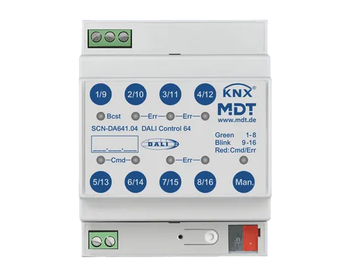 MDTtechno DALI Control 64 Gateway 4TE - Intelligentes DALI-Gateway für effiziente Lichtsteuerung, ideal für moderne Automatisierung in der Elektrotechnik.