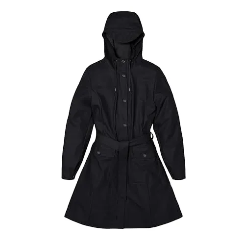 RAINS Damen Curve Jacket - Stilvolle Regenjacke in Schwarz, Größe S - Funktionsjacken mit wasserdichtem Reißverschluss und verstellbaren Ärmelbündchen, ideal für einen modischen Schutz bei jedem Wetter.