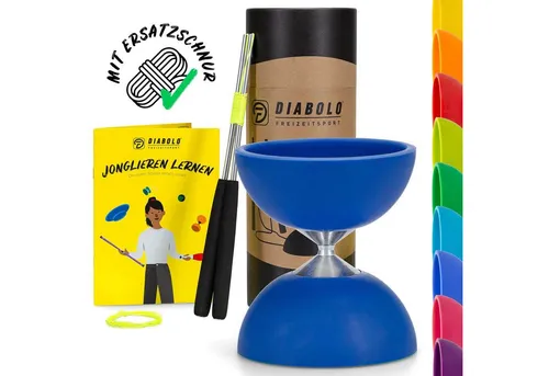 Diabolo Freizeitsport Spiel Diabolo Basic & Pro - inkl. Alu-Handstäben, Ersatzschnur, Anleitung, Diabolo Freizeitsport Trickspiel ab 5 Jahren für Zirkusspaß, Diabolo Set Basic Kinder ab 5 mit Stäben Anleitung Ersatzschnur