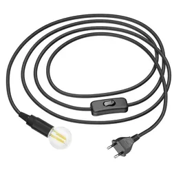 ledscom.de Textilkabel LEHA mit Stecker und Schalter schwarz 3 m inkl. E14 LED Lampe W, 542lm 3-Stufen-dimmbar, warmweiß