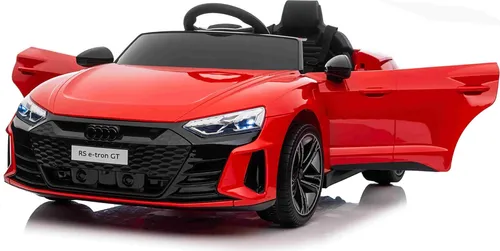 Elektrisches Kinderauto Audi RS E-tron GT 12V, rot, breiter Einzelsitz, 2,4-GHz-Fernbedienung, USB-/AUX-Eingang, Bluetooth, Federung, Lithium-Batterie, LED-Leuchten, 2 x 25W Motor, ORIGINALE Lizenz