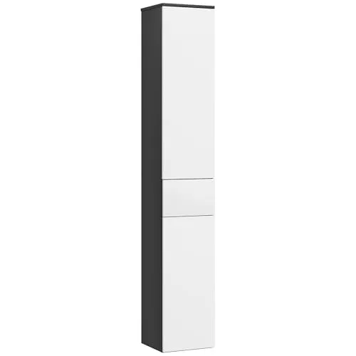 kleankin Badezimmersäule mit 2 Schränken und Schublade, hoher Badezimmerschrank, platzsparender Badezimmerschrank mit 2 Türen, verstellbare Holzböden, 30x28x180 cm, Schwarz