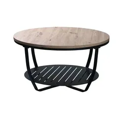 Couchtisch Ventotene - Moderner Holzfarbener Tisch mit Stabilität - Couchtisch Ventotene in Holzfarben, Höhe: 43 cm, Ø: 80 cm. Mit stabilem Metallgestell und großer Ablageplatte im modernen Industrial-Look. Perfekt für Ihr Wohnzimmer!