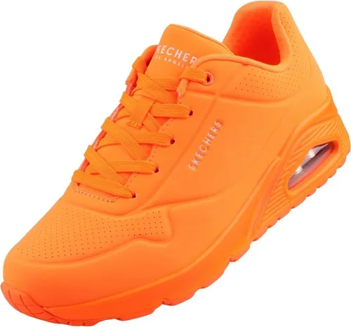 Skechers Damen Uno Night Shades Sneaker, Orange, 37 EU - Damen-Sneaker mit 2,5 cm verstecktem Absatz für zusätzlichen Komfort und einem stylischen Design aus perforiertem Durabuck.