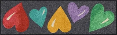 Salonloewe Fußmatte 030x100 cm Big Hearts Colourful Fußabtreter, innen, außen, Schmutzfangmatte, Sauberlauf-Teppich