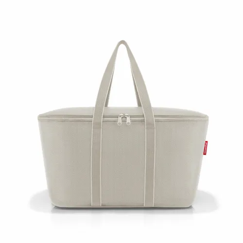 reisenthel coolerbag Herringbone Sand - Elegante Kühltasche für unterwegs - Kühlboxen & Kühltaschen mit isolierender Innenfolie, ideal für Picknick und Einkauf – hält Getränke und Snacks lange kühl.