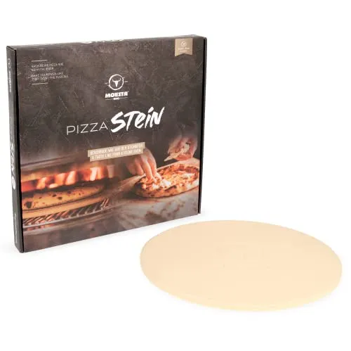 MOESTA-BBQ 10373 Pizzastein No. 1 - Rund 36,5cm - Pizzastein für Gas- und Kugel-Grills, heizt schnell auf und sorgt für knusprige Teigwaren wie im Steinofen - ideal für Pizza, Brot und mehr.