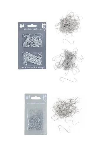 Spetebo Weihnachtsbaum Haken silber - 200 Stück - Christbaum Kugel Aufhänger S-Haken - Weihnachtskugel Draht Haken Schnellaufhänger