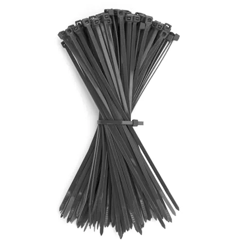 GUNGY Kabelbinder Schwarz 200 x 3,6mm Kabelbinder UV Beständig Hitzebeständig Zugfestigkeit 18KG für Kabelmanagement Gartenarbeit Werkstätten 100 Stück