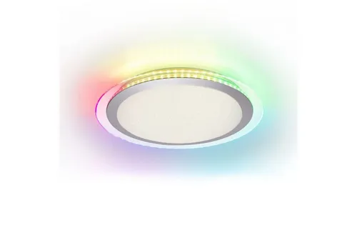Licht-Erlebnisse Deckenleuchte SARNEL, LED fest integriert, LED dimmbar Ø 45 cm rund in Silber Weiß mit Farbwechsel 2700-5000 K