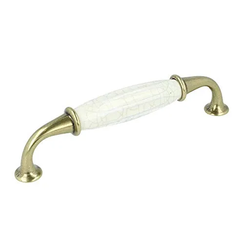 Schrankgriff Küchengriff Möbelgriff Kommodengriff Griff Antik Messing Porzellan Lochabstand 128mm
