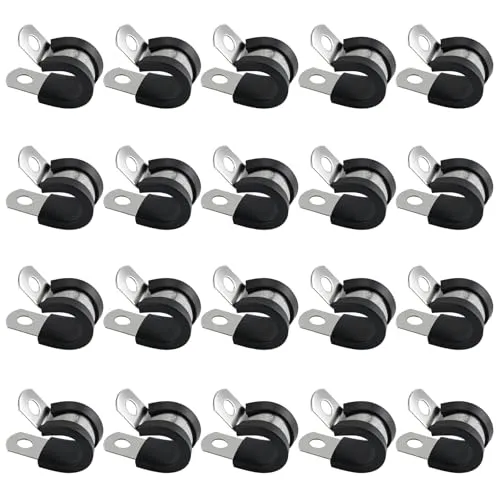 Stück Rohrschellen aus Edelstahl,R Form Schlauchschelle,Gummi Gefüttert Kabelschellen P-Klammern Edelstahl Schlauchschellen,Metall Kabelschellen Isolierklemme,Gelenkrohrschellen (12mm) 20