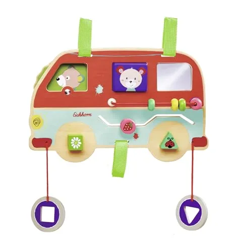 Eichhorn 100005469 - Motorik-Spielbrett mit Dreh-, Schiebe-, Steck- & Soundfunktion, fördert Motorik und die Koordination, mit Aufhängefunktion, aus 100% FSC zertifiziertem Buchenholz, ab 1 Jahr