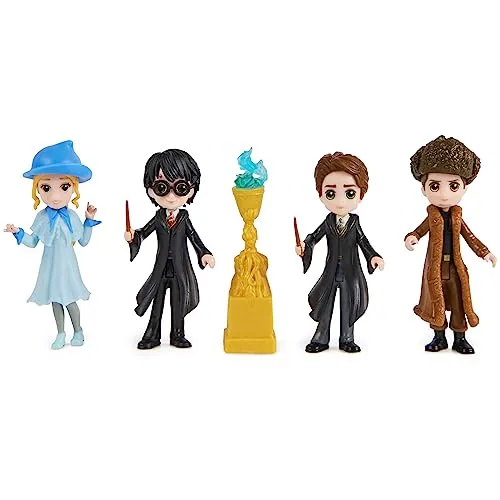 Wizarding World Harry Potter – Multipack mit 4 Figuren Champions Turnier der 3 magischen Mini-Sorciers – 4 bewegliche Puppen 8 cm mit Zubehör zum Sammeln – Spielzeug für Kinder 5 Jahre